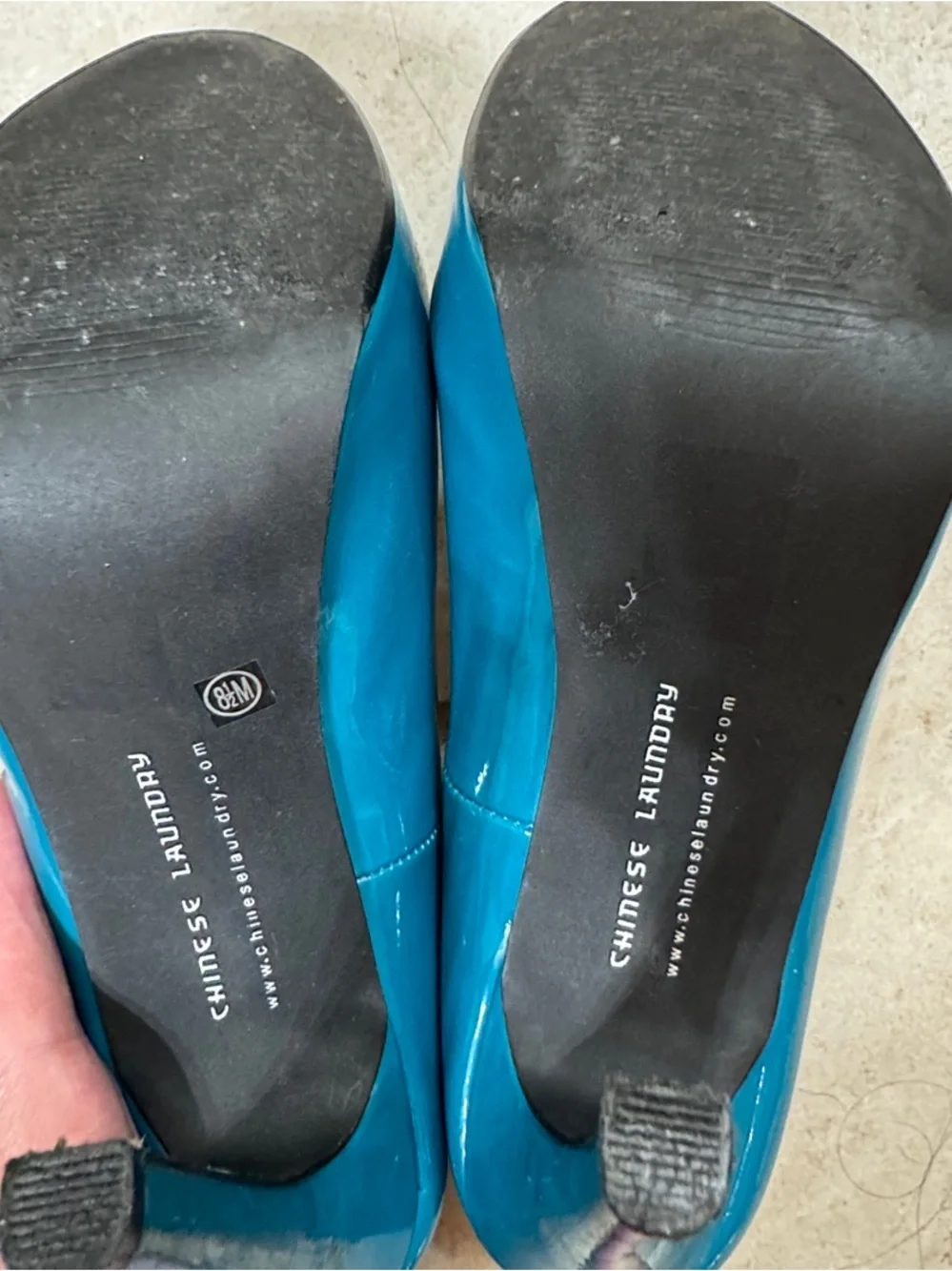 Chinese Laundry Teal Patent Round-Toe Heels